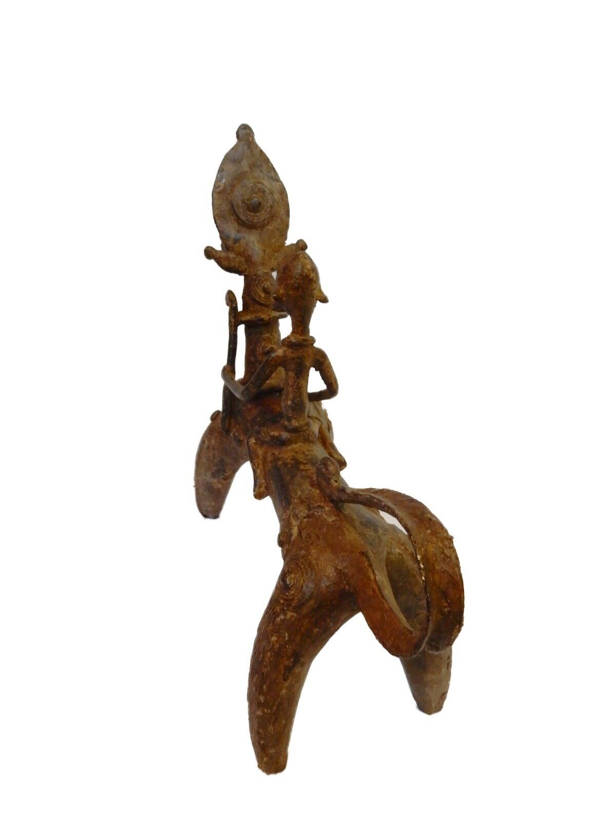 #HOR119  Superb African Dogon Bronze Horseman  11" H by 11.5"W