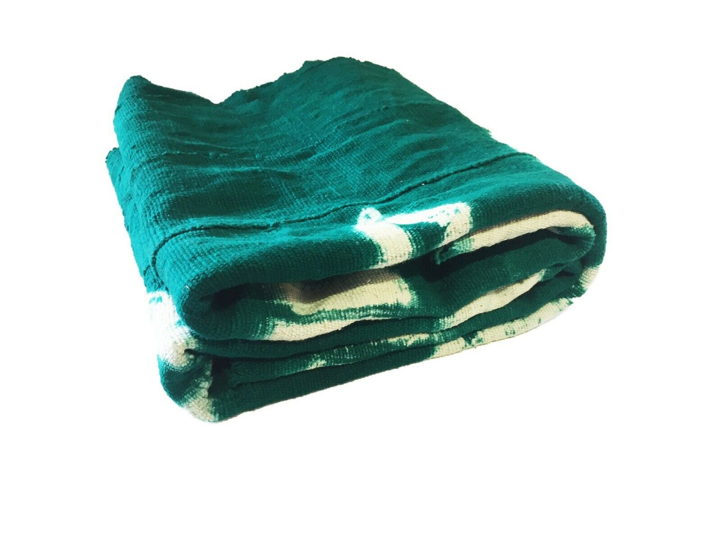 African Emerald Green & White Mud Cloth Textile Mali 45" by 63" # 575