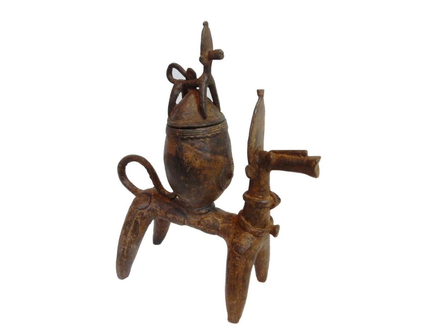 #132  Dogon Bronze Ceremonial Horse w/container 12.25" H by 9.75"w