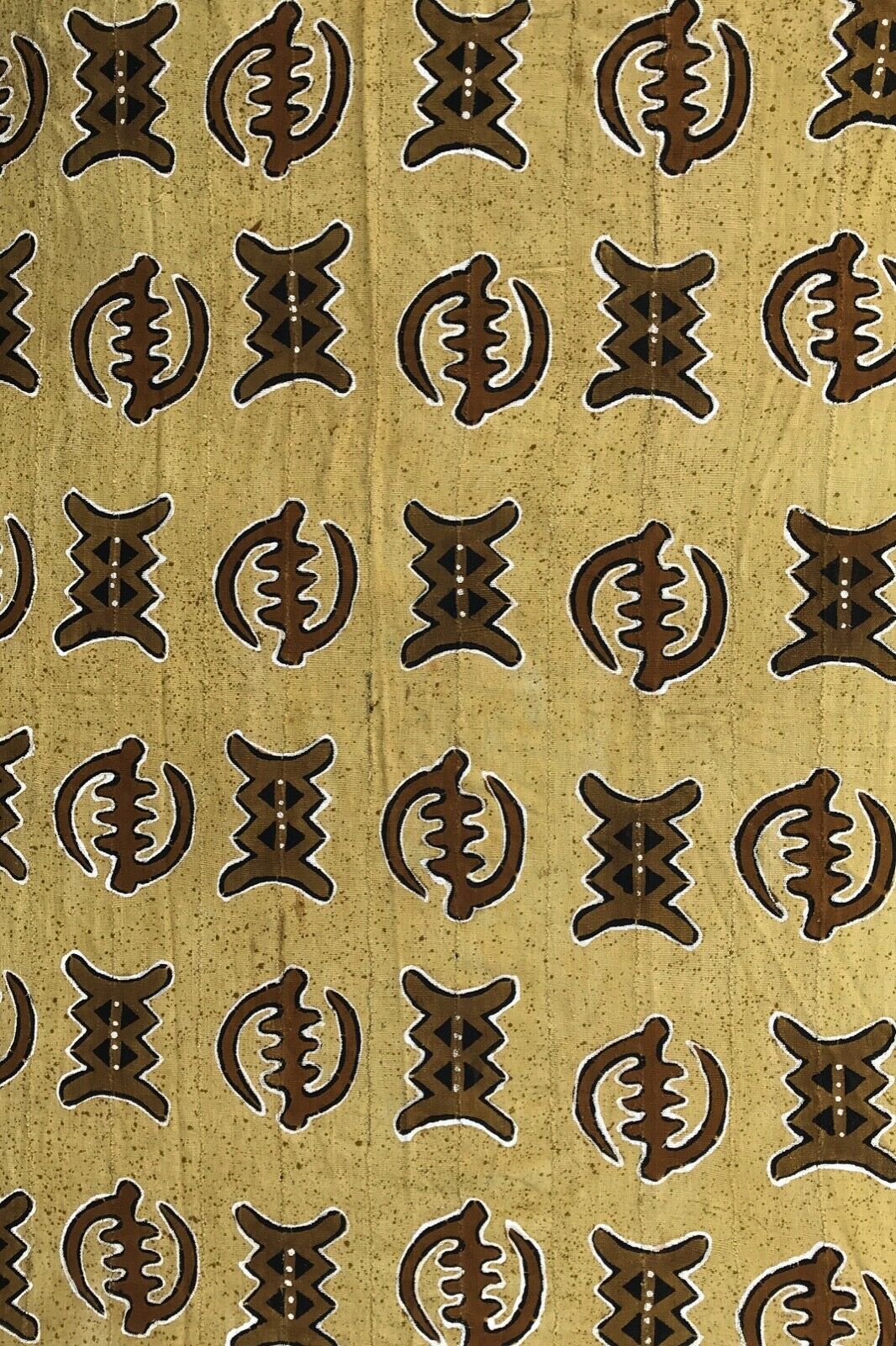 African Large Mustard /Brown Mud Cloth Textile Mali 86" by 60" # 21/60