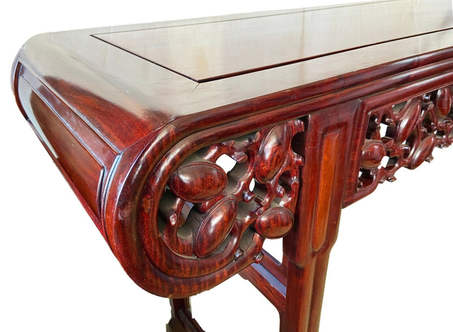 #932 Lg Chinese Vintage Huanghuali & Zitan Wood Altar Console Table 76.25" W by 40.5"