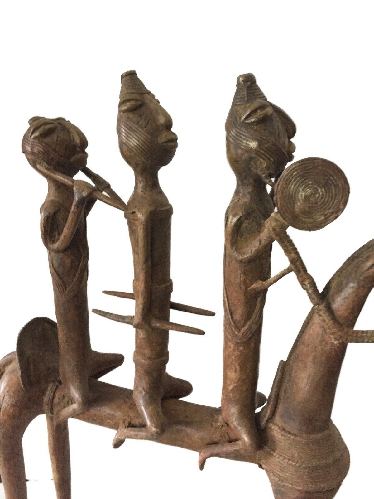 #1996 LG African Dogon Bronze Horse W/Companions 21.5" H by 18"W