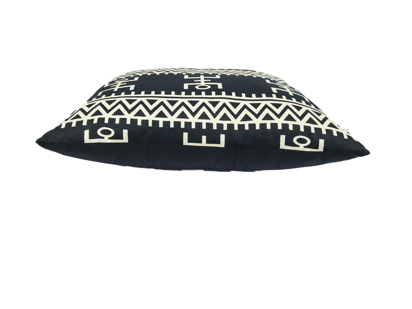 #136 African Custom Made Black and White Kente Cloth Pillow 21" by 19"