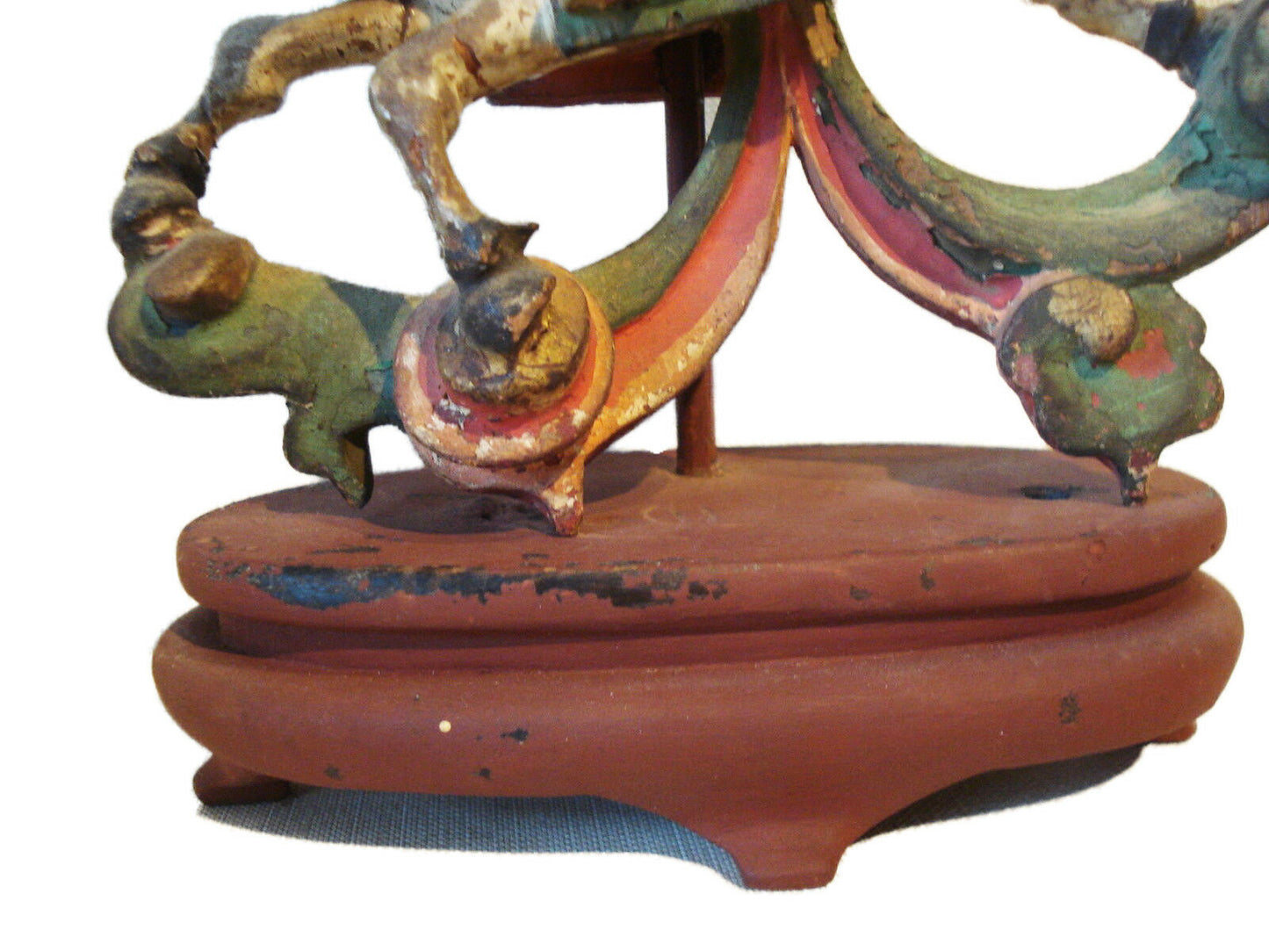 #H81 Antique Asian  circa1800's Carved Wood Figure Of An Equestrian