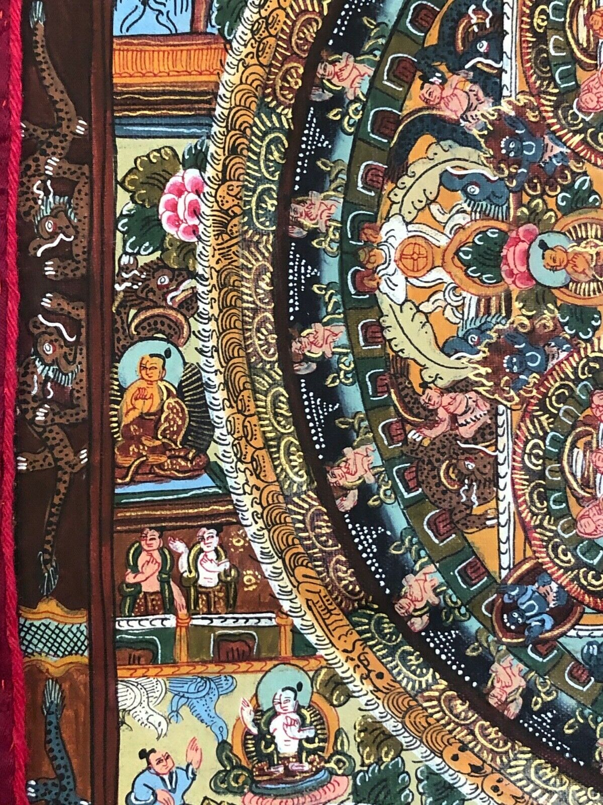 #366 1900's Museum Piece Tibet Sino Tibetan Hand Painted Buddhist Thangka 31" H