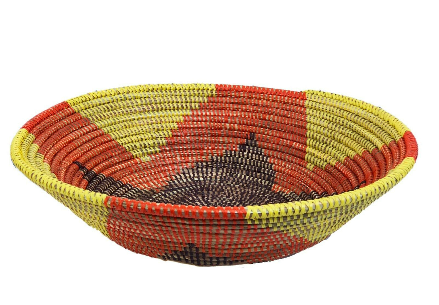 #510 Handmade Woven Wolof Basket From Senegal 16.5" in Diameter
