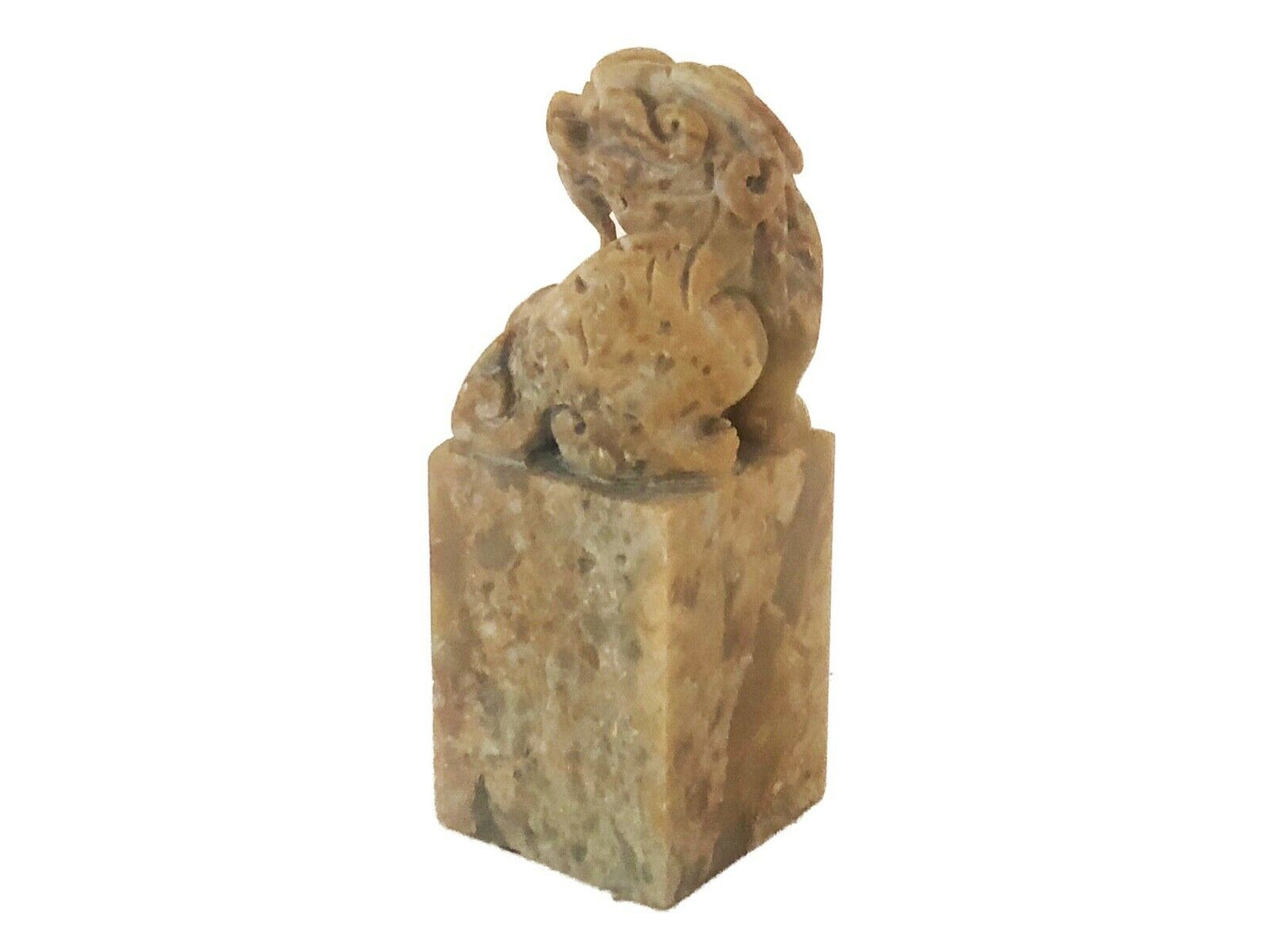 Superb Chinese Soap Stone Ink Stamp Seal W/ Foo/Fortune Dog 3.5" H