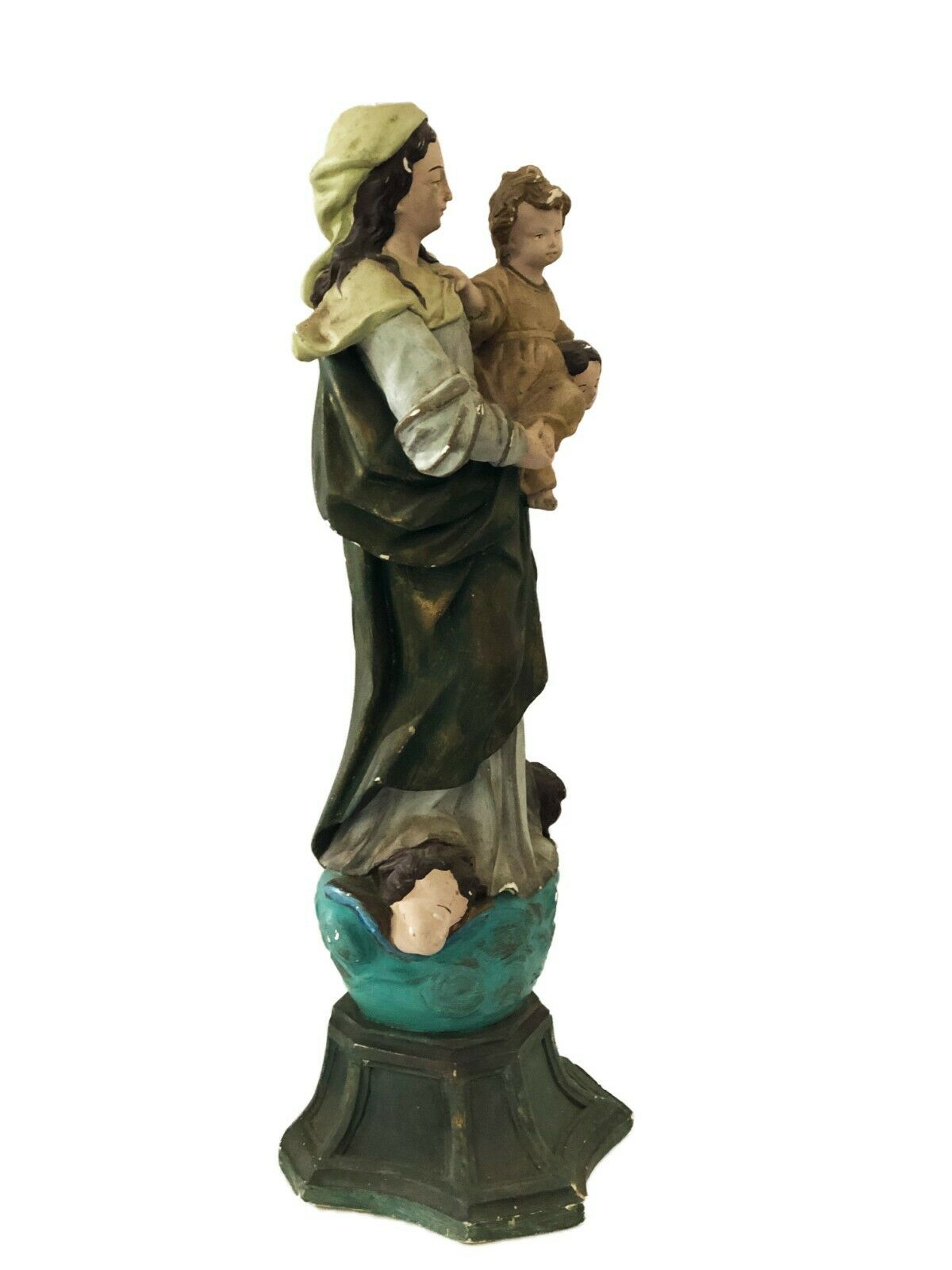 SUPERB RARE 1940 SANTOS LARGE MADONA HOLDING BABY JESUS 16.5" H