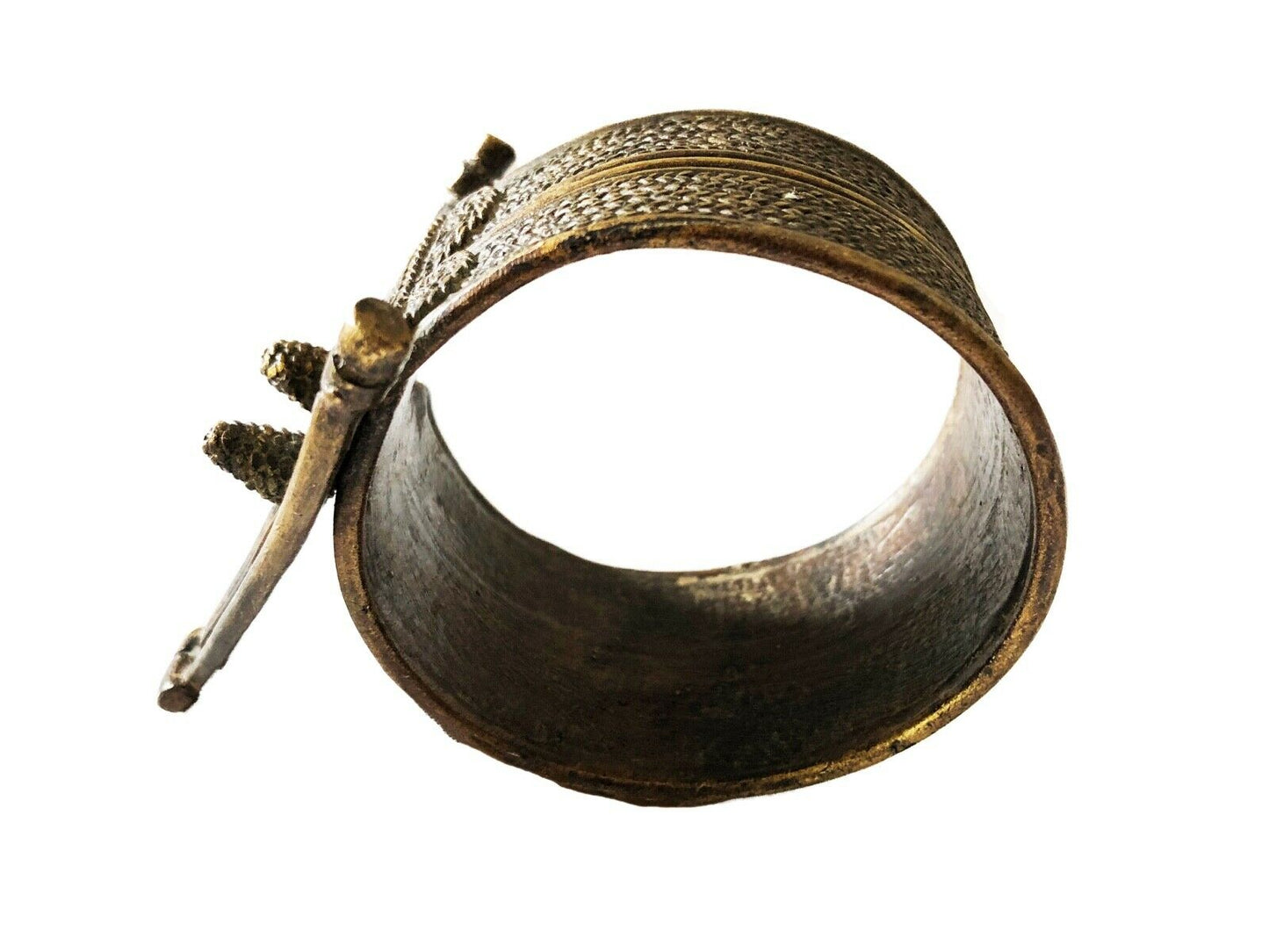 #2212 Exquisite Bronze Bracelet Gan Burkina Faso w / Crocodile 5.25 " W