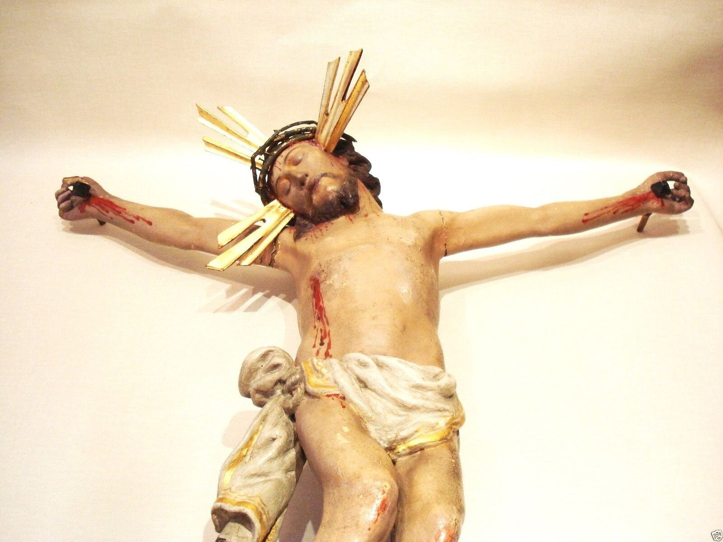 #2008 LG Austrian Santos Late 18th Carved Wood Jesus Christ Corpus Christi 30" 1/2 H