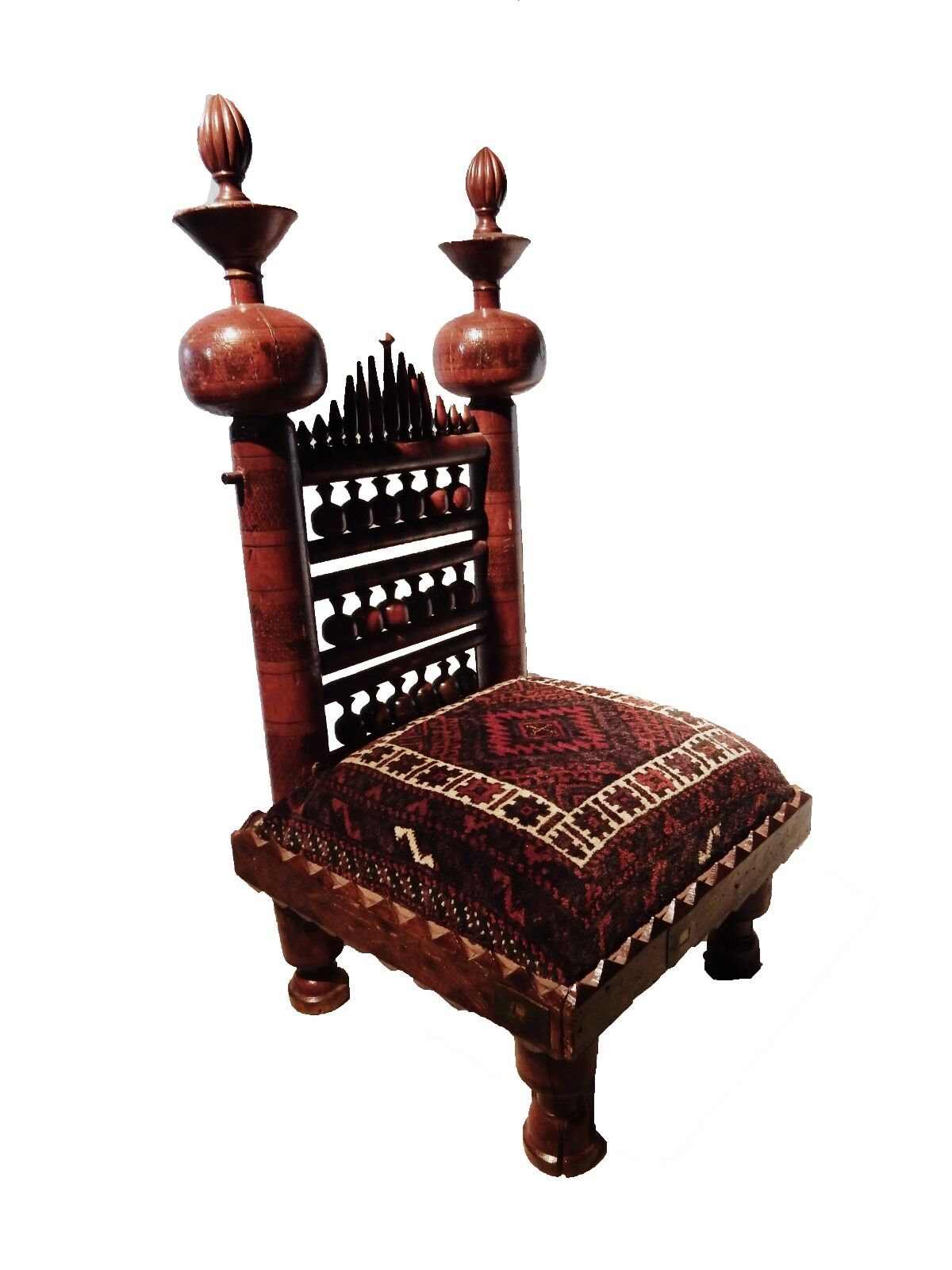 #3583 Large Old Punjabi Indian Wedding Chair 44" h