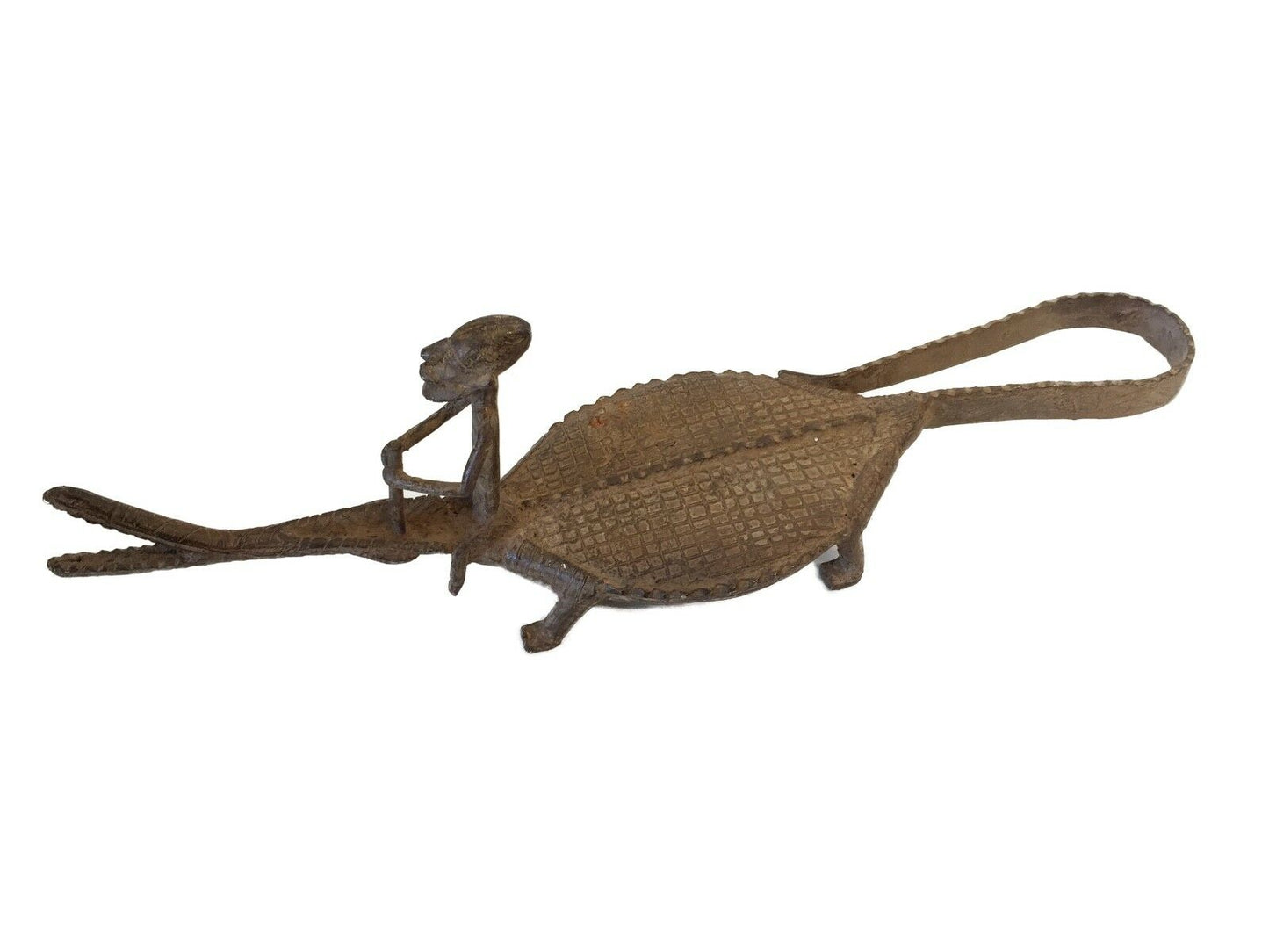 #738  Dogan Bronze   Figure Riding a crocodile  , Mali.18.5 " W