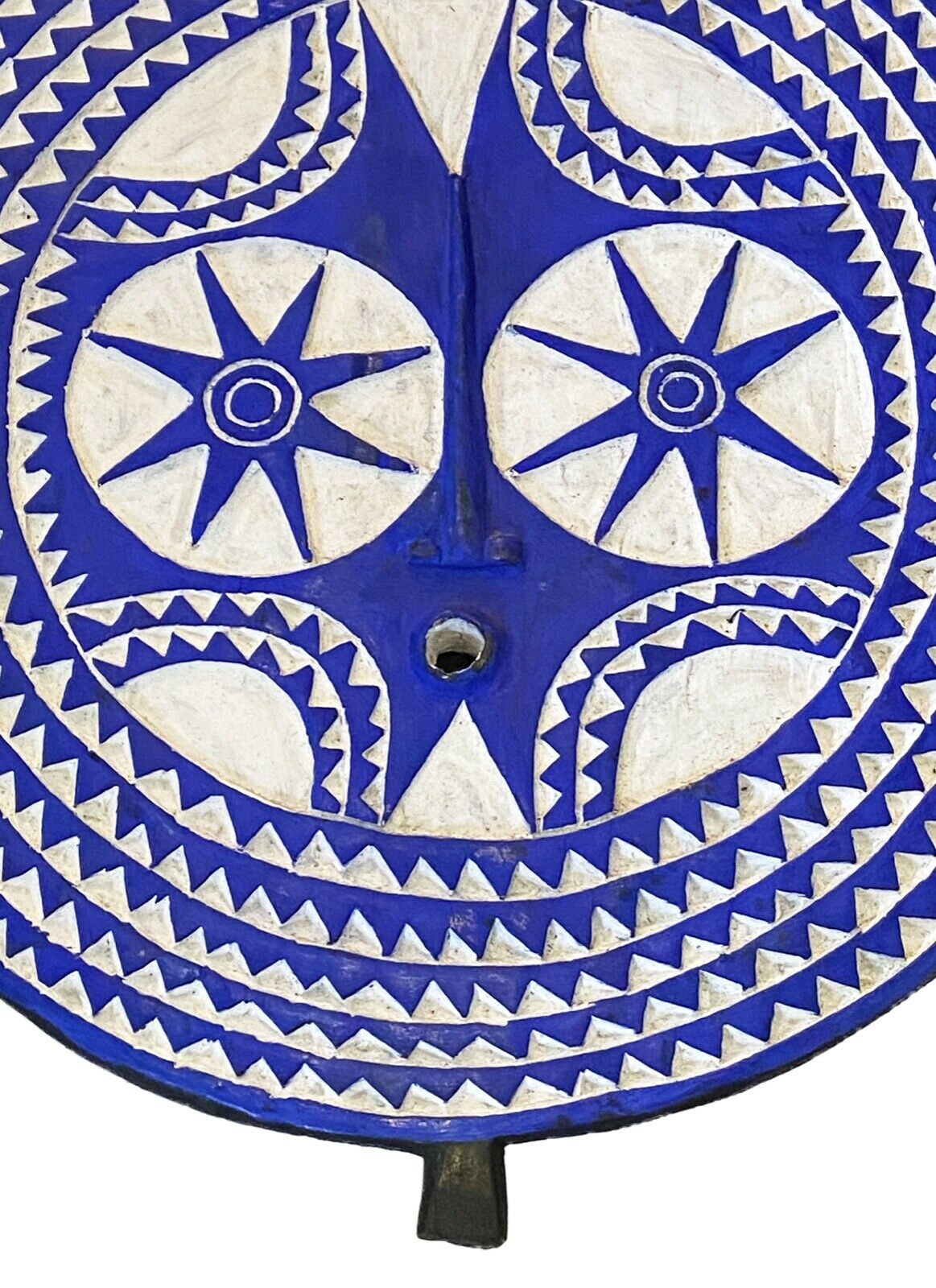 #894 Lg Bwa Sun Mask Blue and White Burkina Faso 28.5" H African Art