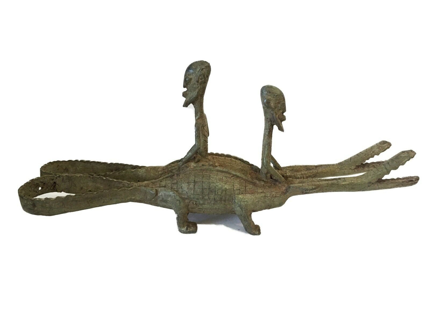 #739  Dogan Bronze   Figures Riding a crocodiles  , Mali.15 " W