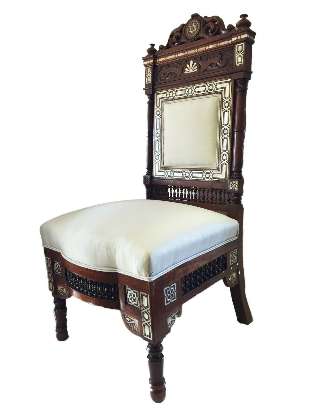 #1752 Museum Quality 19th C Moorish/Middle Eastern chair 41" H