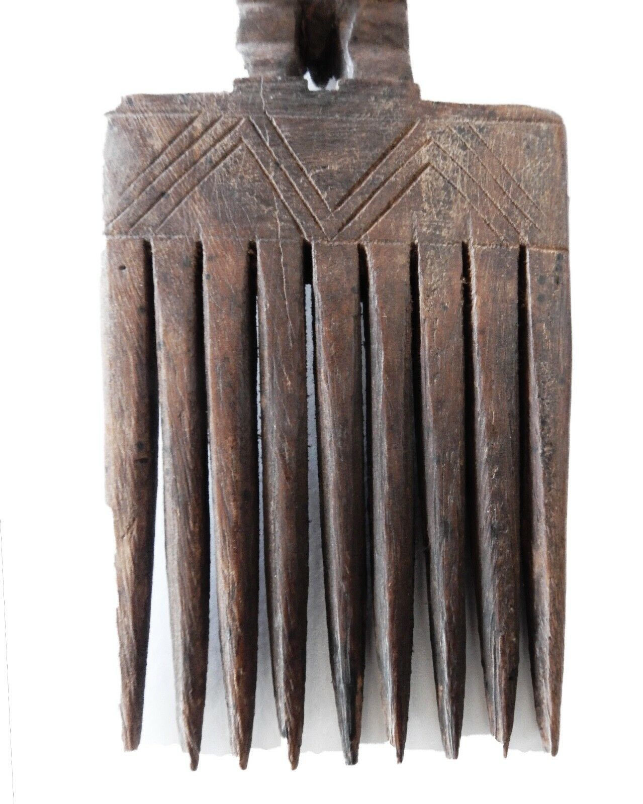 #510 African Old Baule I.Coast Combs W/ Female& Male  Sculptures.