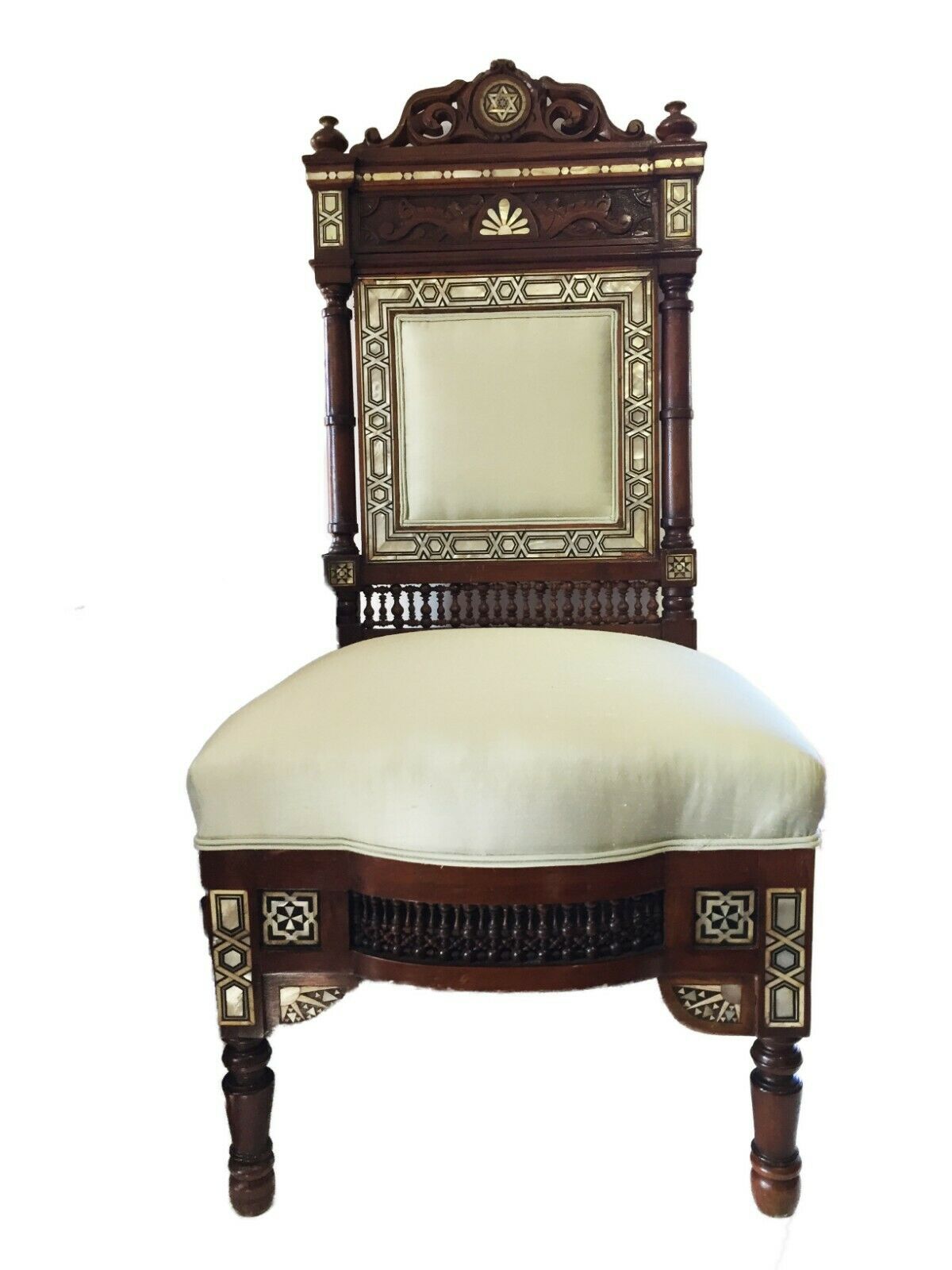 #1752 Museum Quality 19th C Moorish/Middle Eastern chair 41" H