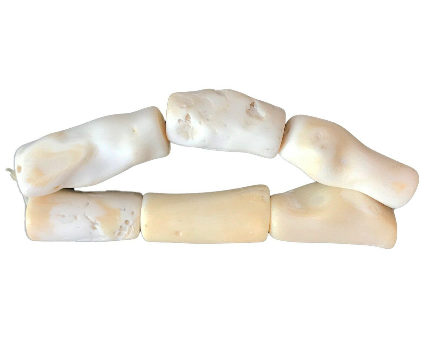 Superb Trade African Natural white Coral 6 Lg Beads Bracelet