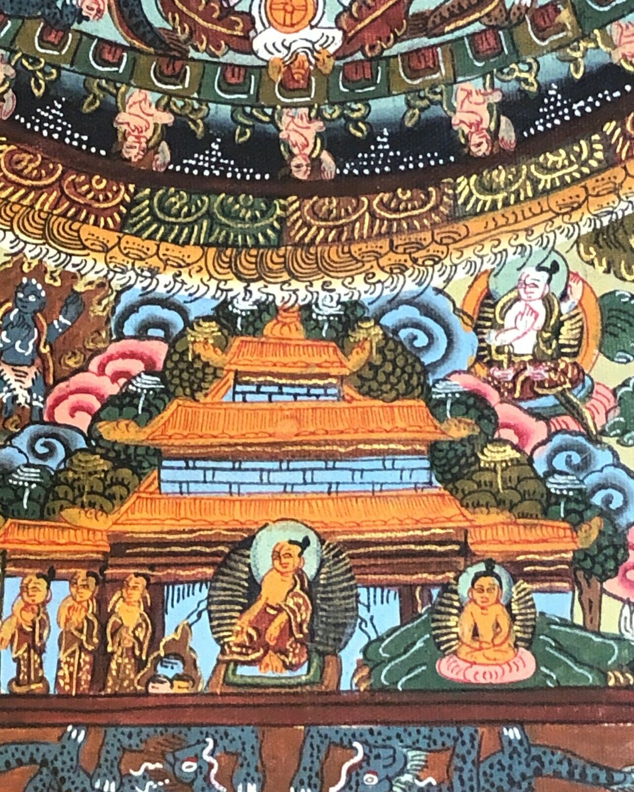 #366 1900's Museum Piece Tibet Sino Tibetan Hand Painted Buddhist Thangka 31" H