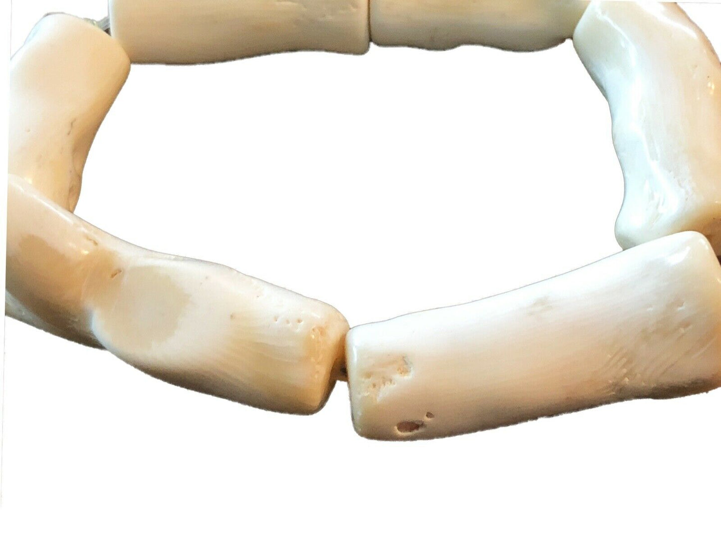Superb Trade African Natural white Coral 6 Lg Beads Bracelet