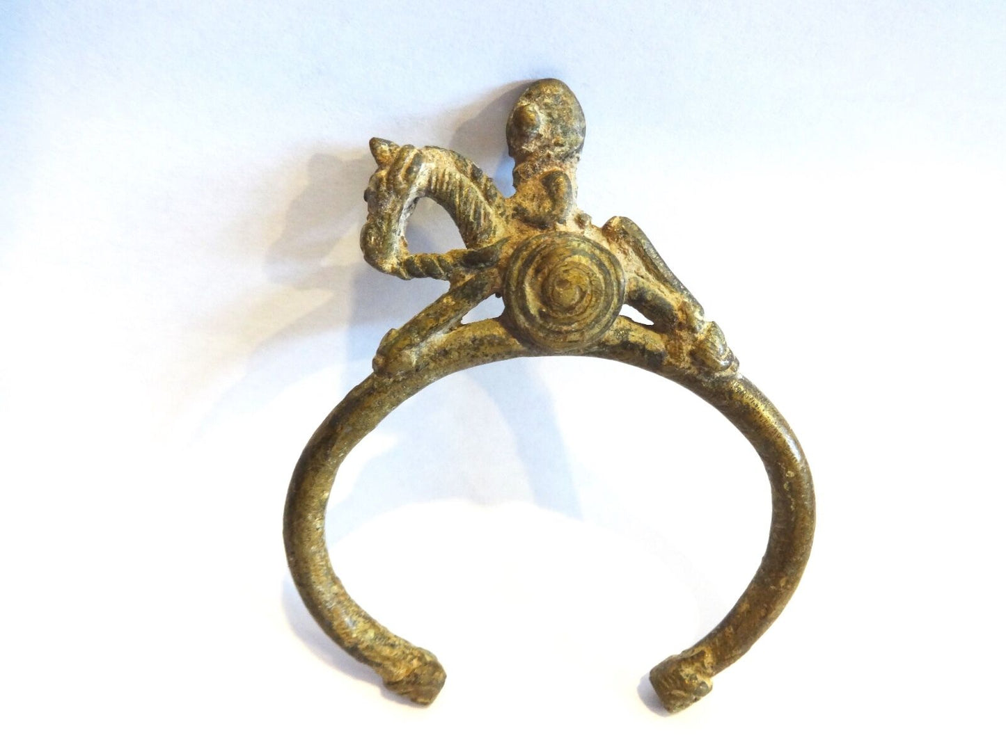 #1961 African Dogon bronze Bracelet w/ a horseman/ equestrians figure Mali Gold Weight