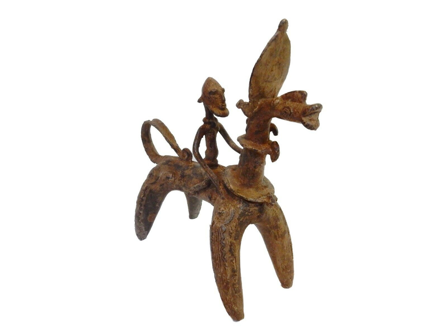 #HOR119  Superb African Dogon Bronze Horseman  11" H by 11.5"W