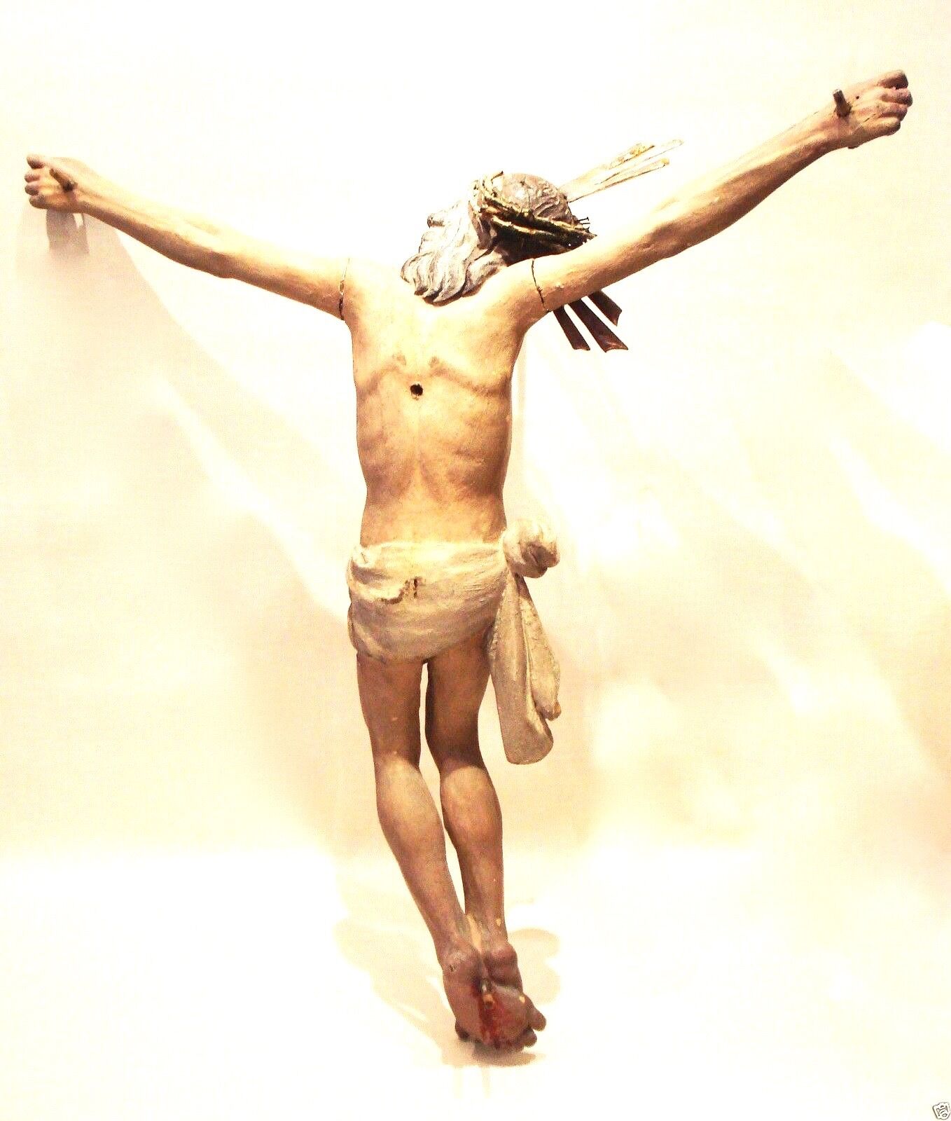 #2008 LG Austrian Santos Late 18th Carved Wood Jesus Christ Corpus Christi 30" 1/2 H