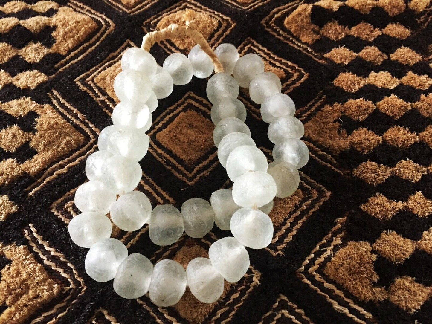 #587 African Jumbo GlassTrading Beads Necklace