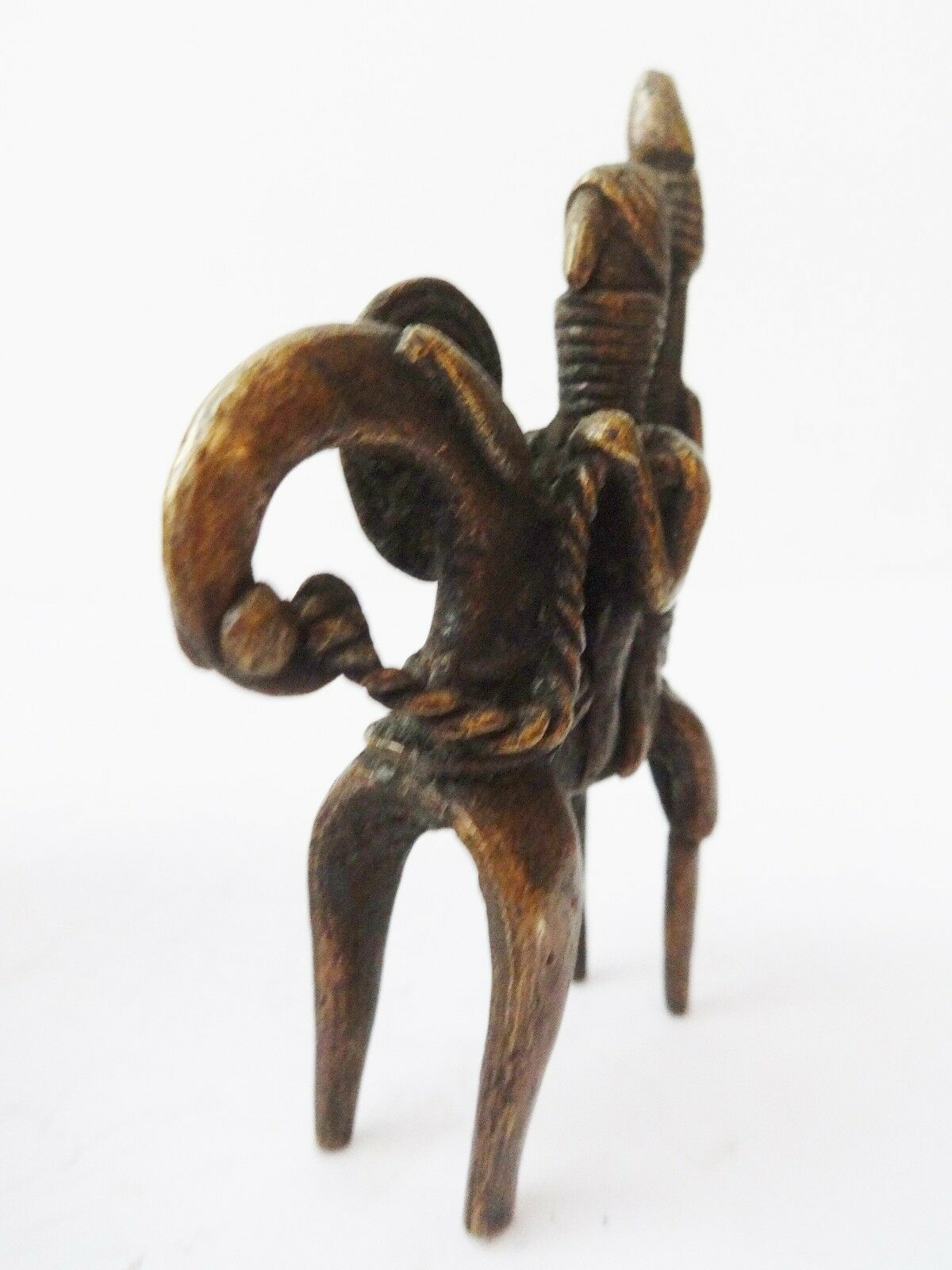 #990 Superb African Dogon Bronze Horseman Cast Handmade Mali 2.5" W by 3.5" H