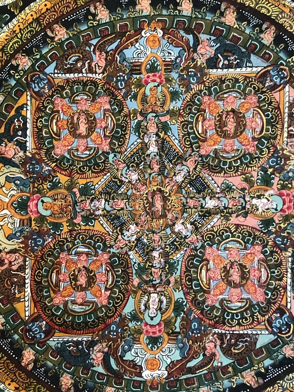 #366 1900's Museum Piece Tibet Sino Tibetan Hand Painted Buddhist Thangka 31" H