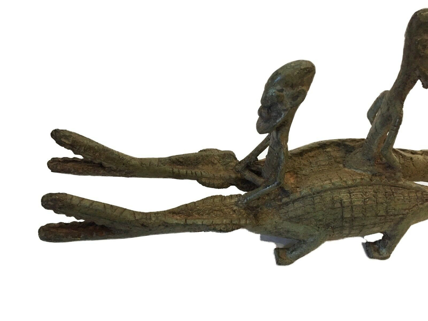 #739  Dogan Bronze   Figures Riding a crocodiles  , Mali.15 " W