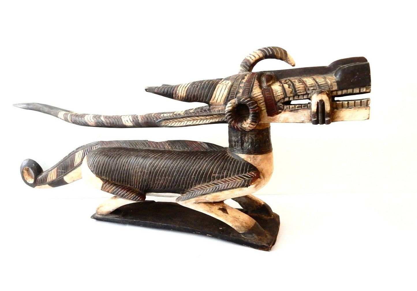 #6380 Huge & Superb and Rare Bambara Chiwara wood Sculpture 62" w by 26" h