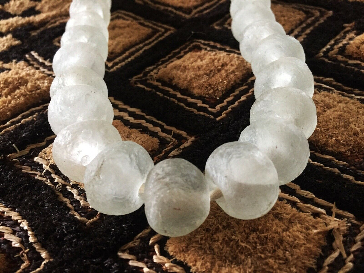 #587 African Jumbo GlassTrading Beads Necklace