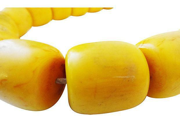 #ok117 FABULOUS RARE LARGE  African AMBAR / AMBER YELLOW  25 beads 1" 1/2