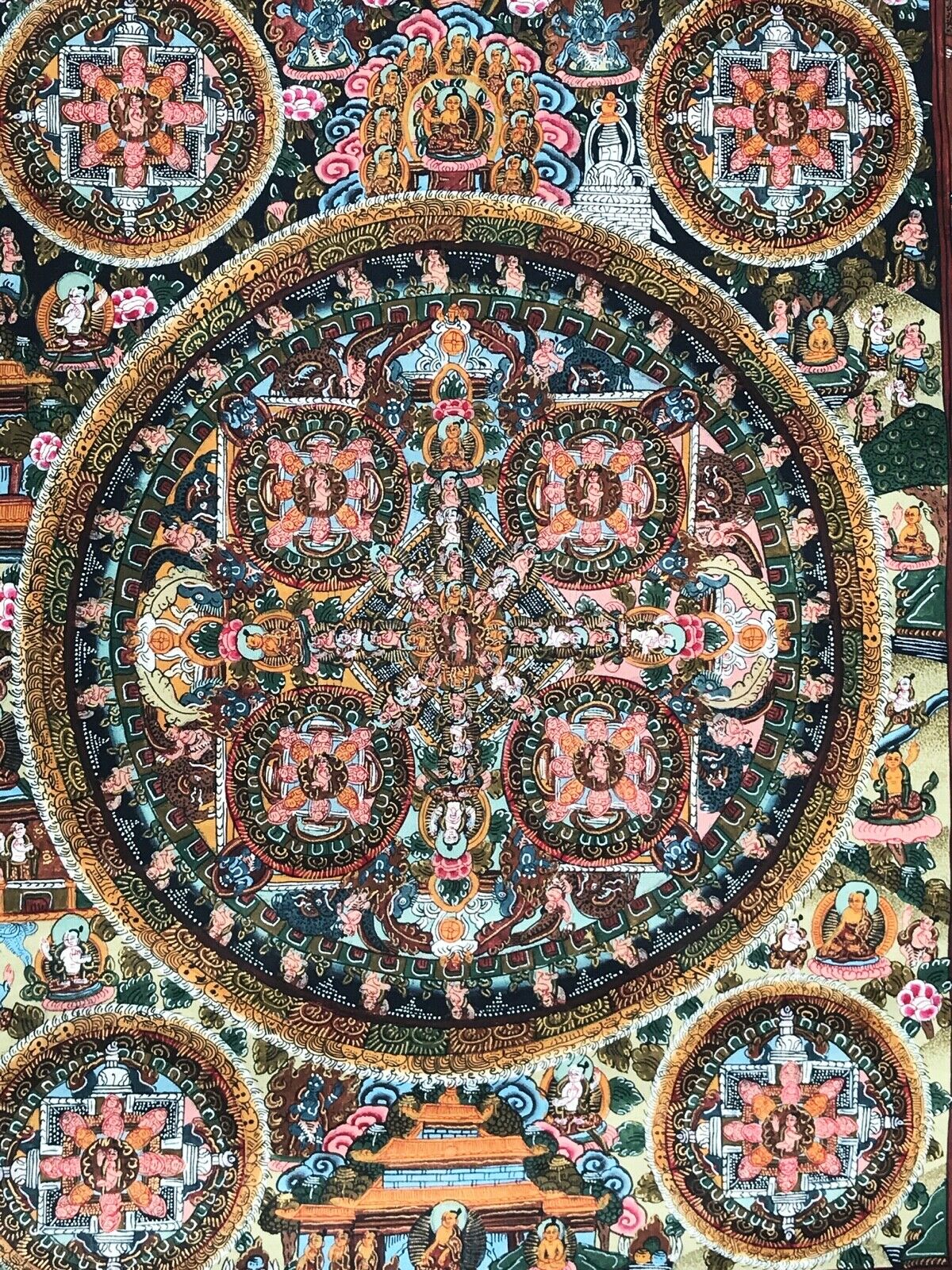 #366 1900's Museum Piece Tibet Sino Tibetan Hand Painted Buddhist Thangka 31" H