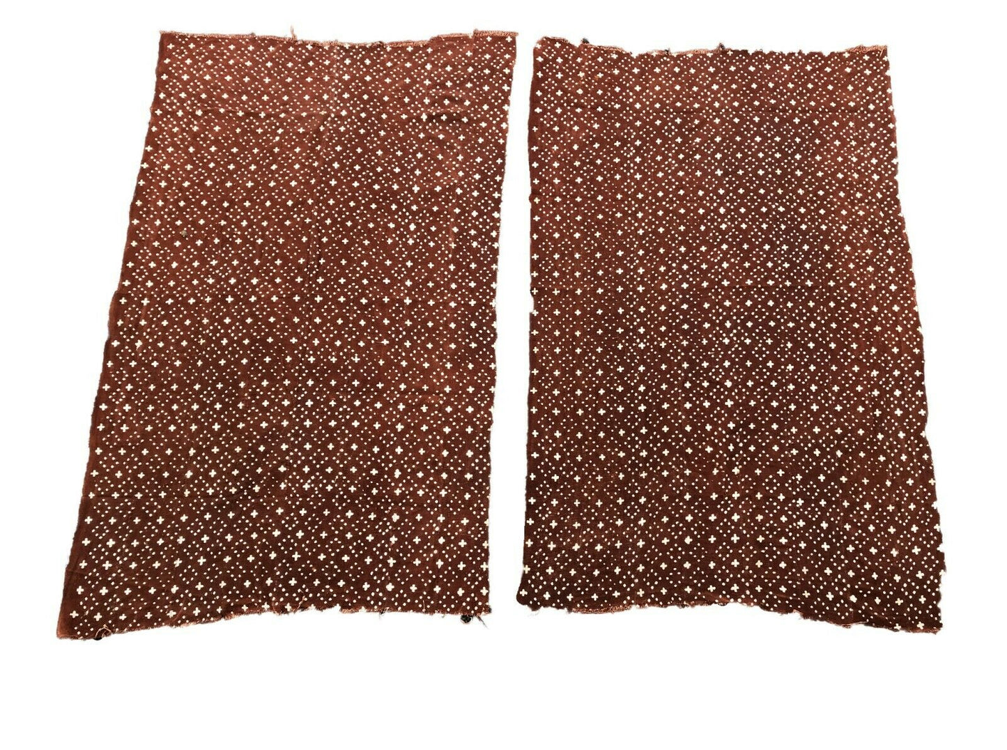 Pair Of African Bogolan Textile Brown and white Mud Cloth 66" by 42" # 400