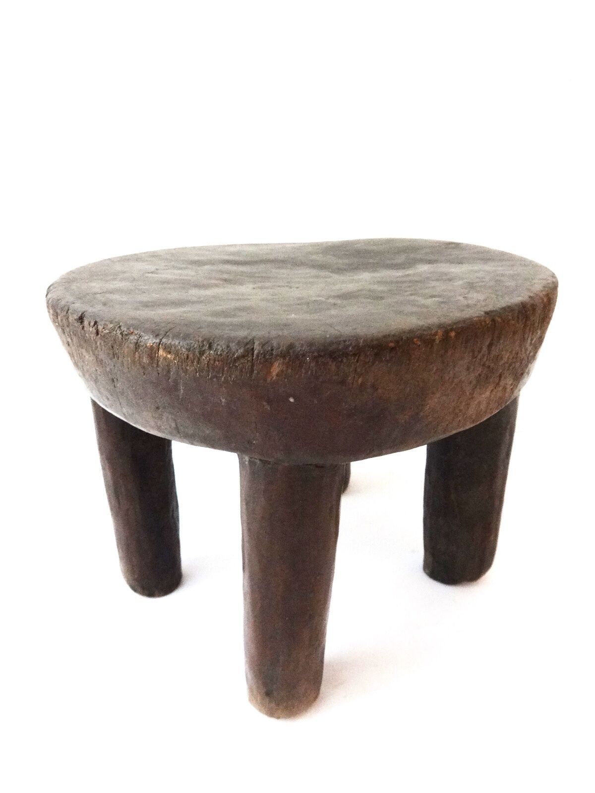 #1658 African Old Carved Wood Milk Stool Hehe Gogo People Tanzania 7.5" H by 10" D