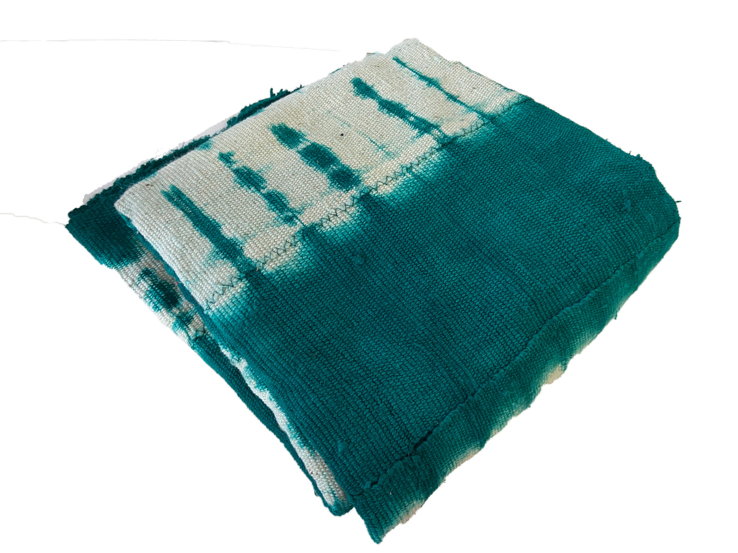 African Emerald Green& White Mud Cloth Textile Mali 43" by 62" # 1730