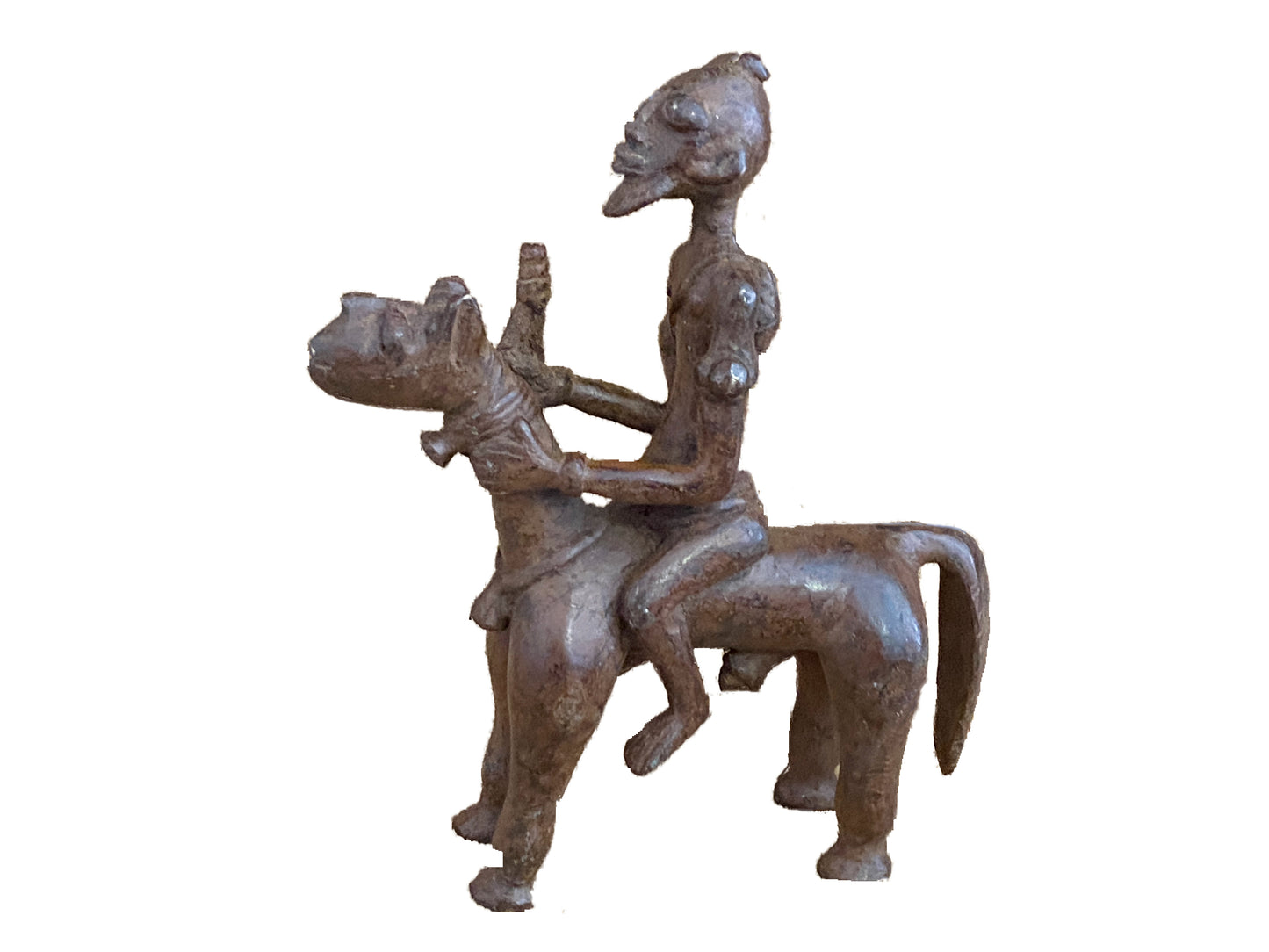 # 3710  Superb African Dogon Bronze Horseman 6.75" H