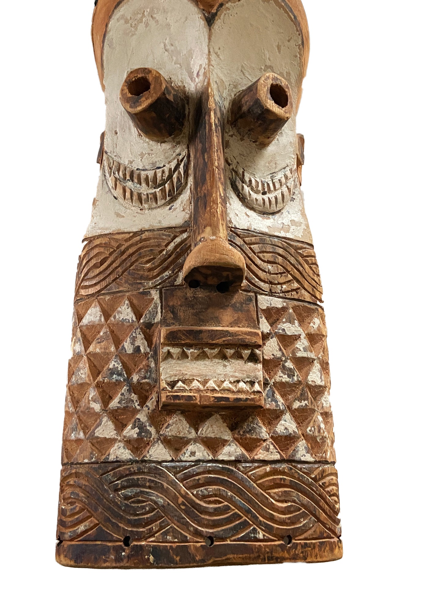 #2244 Primitive Old Congolese DRC Bembe Casque Mask Fizi Congo 20" H