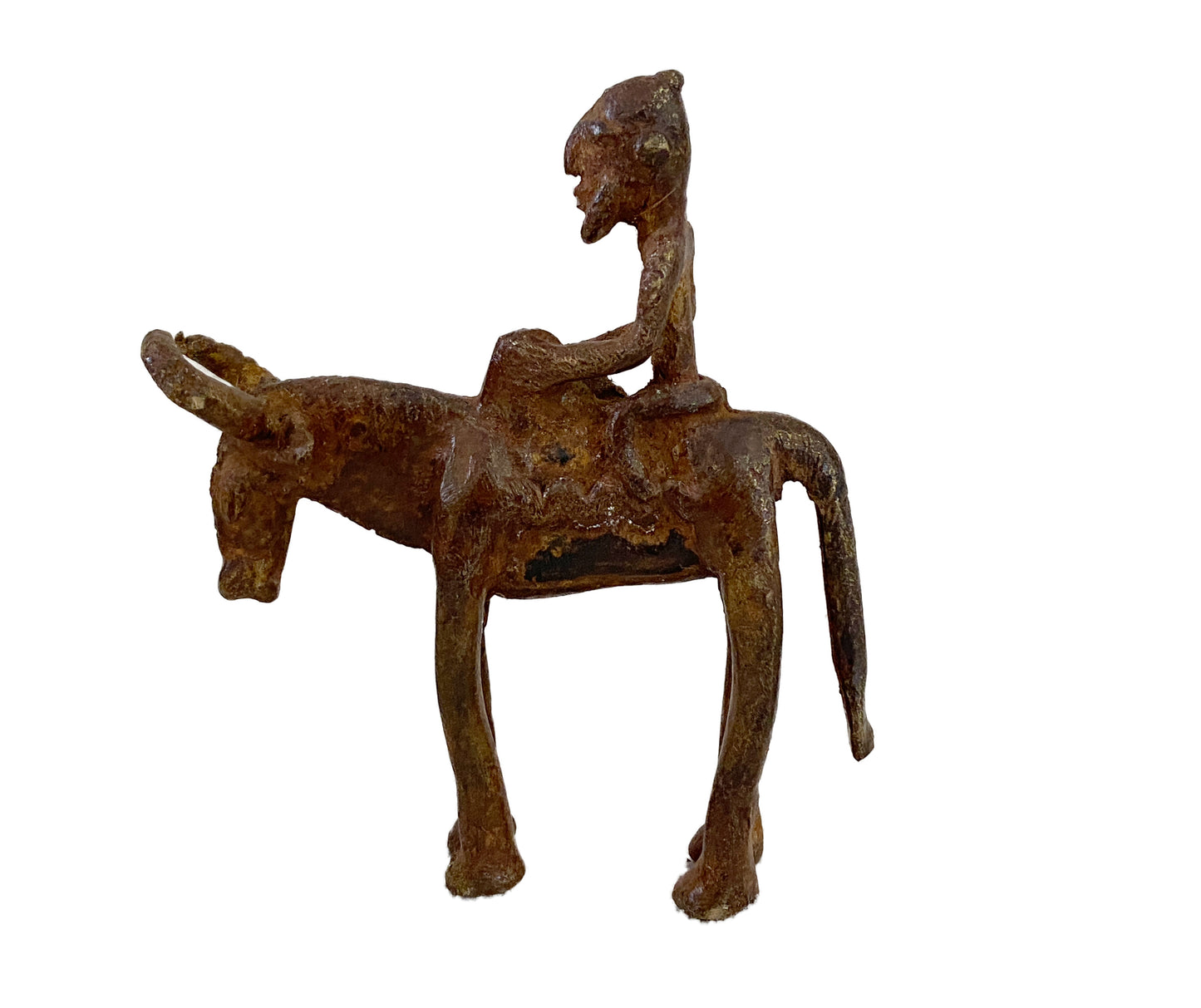# 3566  Superb African Dogon Bronze Horseman 5" H