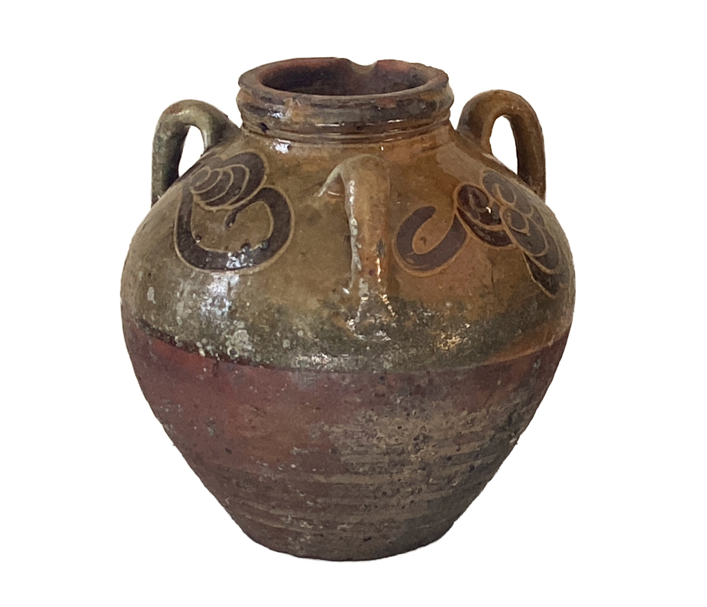 #3455 Old Asian Earthenware Pottery Storage Jar