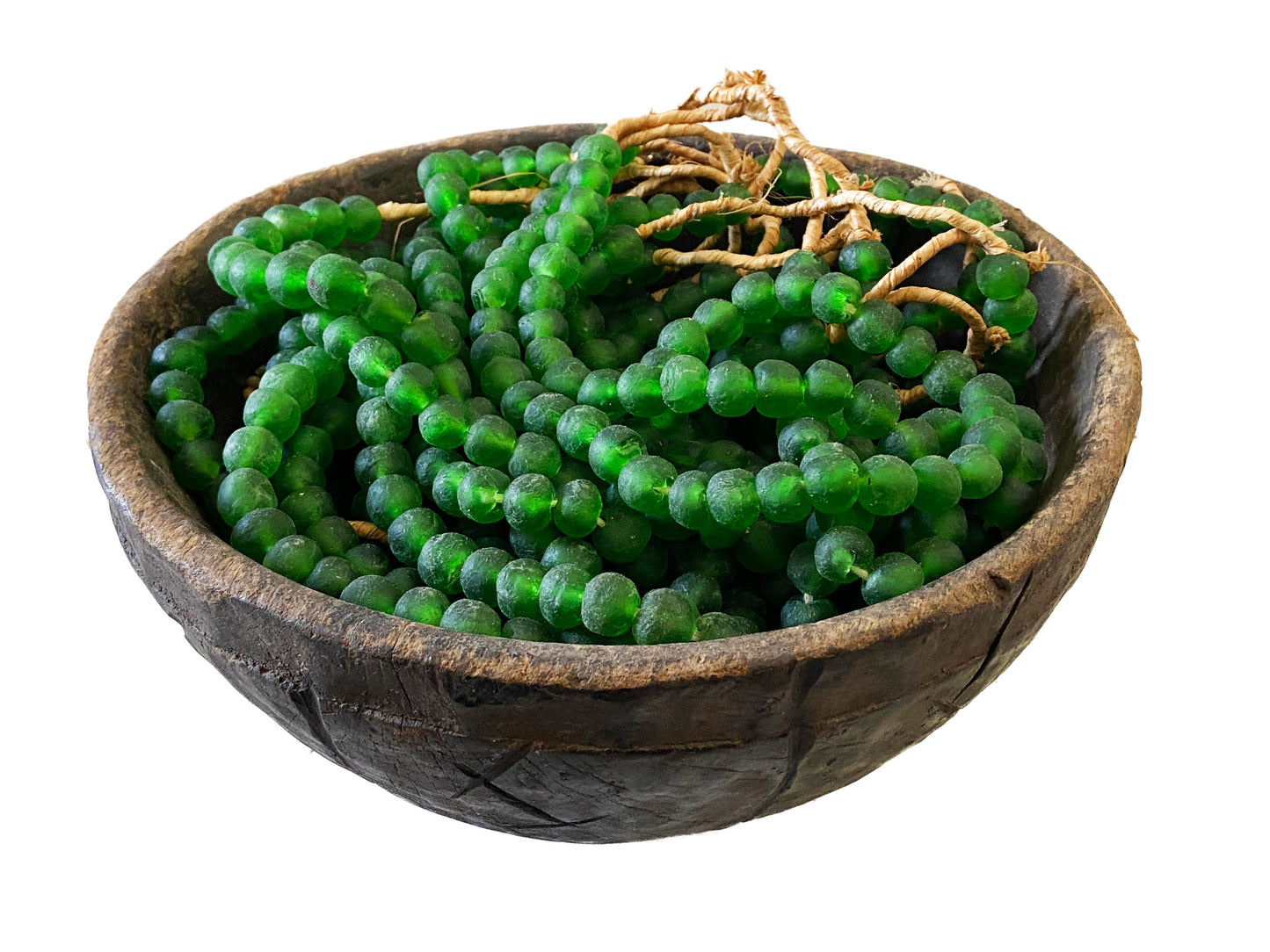 #2289 African Emerald Glass Trade Beads S/6