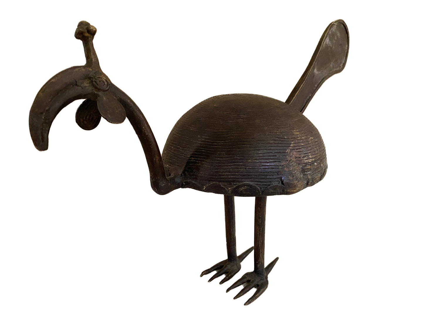 #3677 Lg Bronze Ahanti Bird Sculpture Ghana