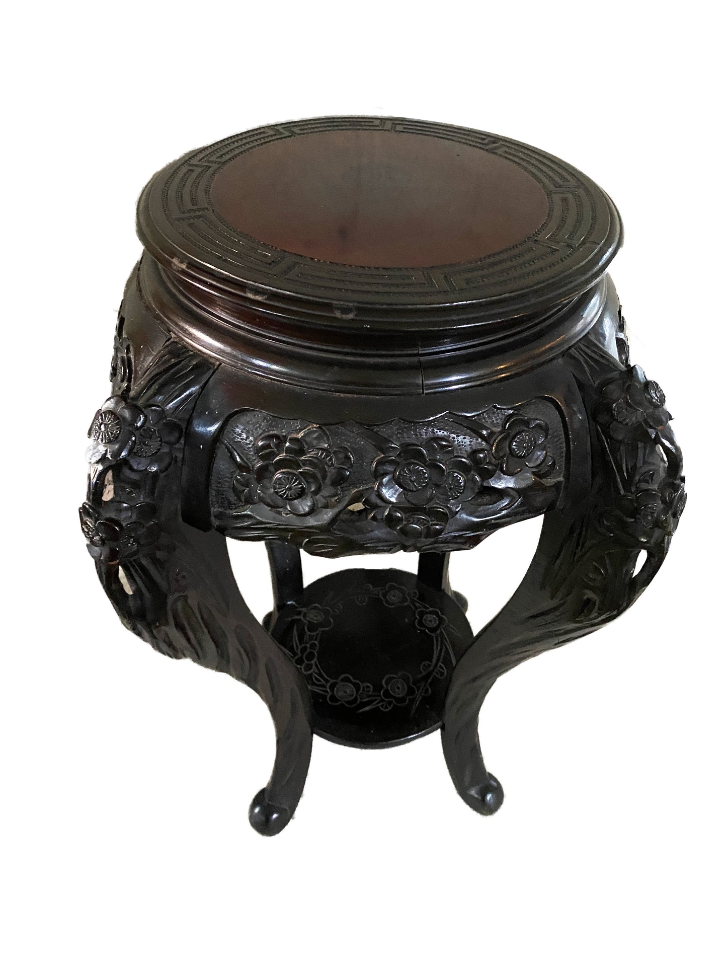 #3213 Antique Chinoiserie Rosewood Pedestal Stand Display