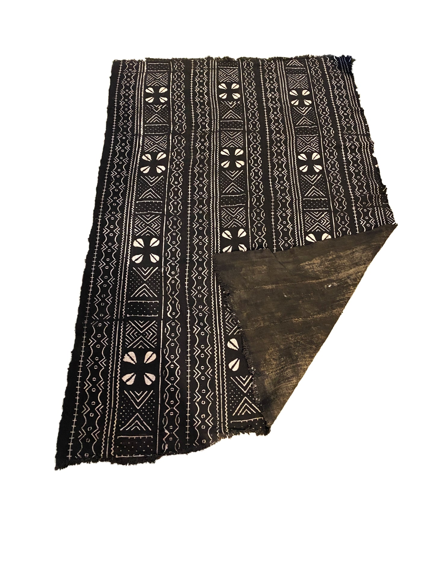 # 3681 African Black and White Mud Cloth Textile Mali 43" by 64"