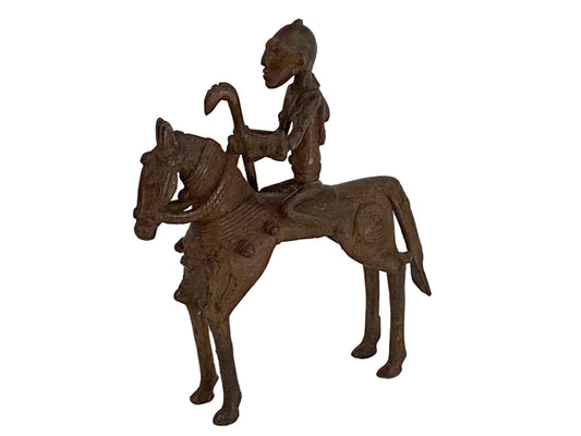 # 3804  Superb African Dogon Bronze Horseman 8.5" H