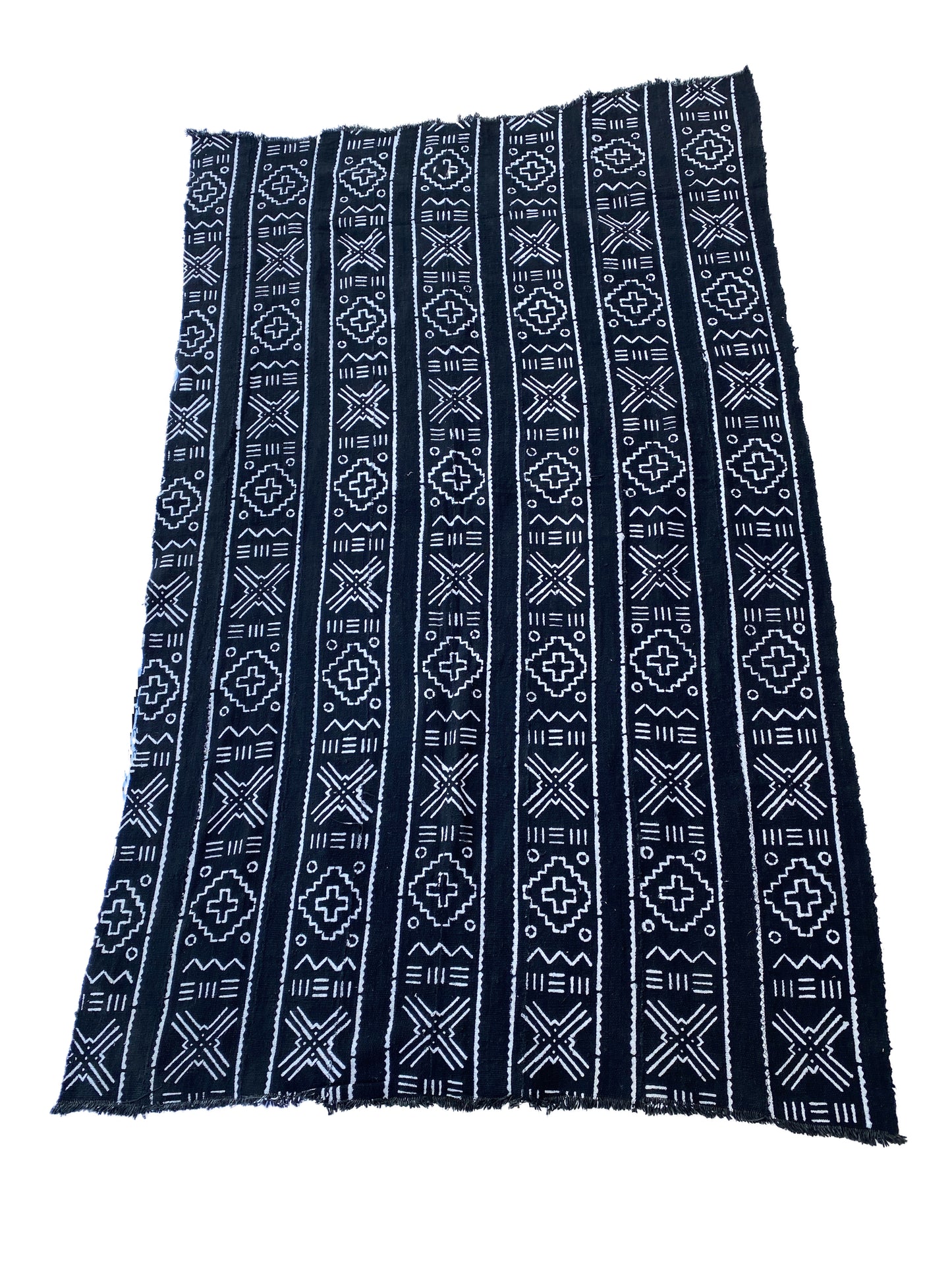 # 3854 African Black and White Mud Cloth Textile Mali 42" by 68"