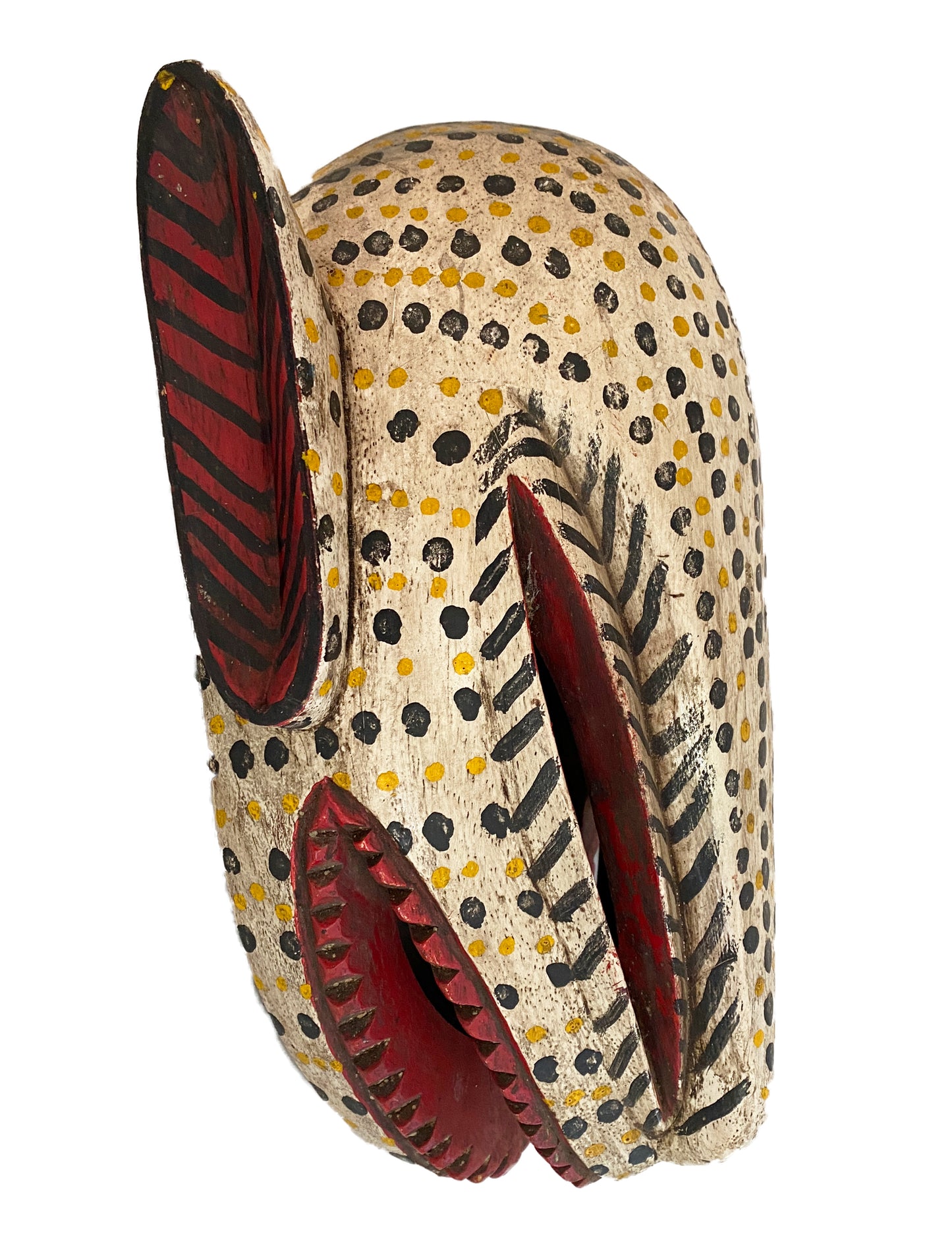 #3429 African Lg Old Colorful Leopard Mask Bozo Bamana 15" H