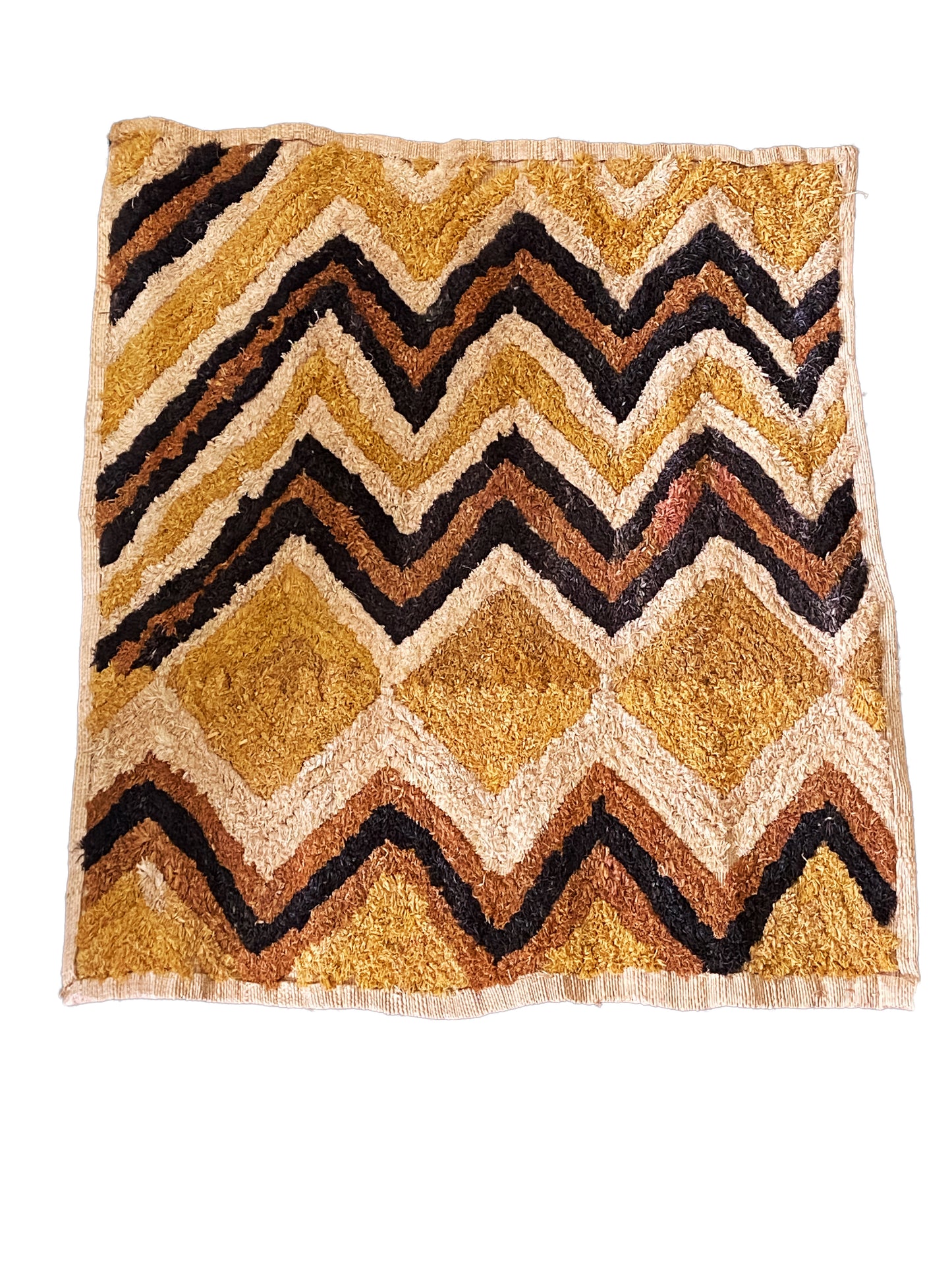 # 2037 Superb African Kuba Kasai Velvet Raffia Textile Zaire 21 "by 24"